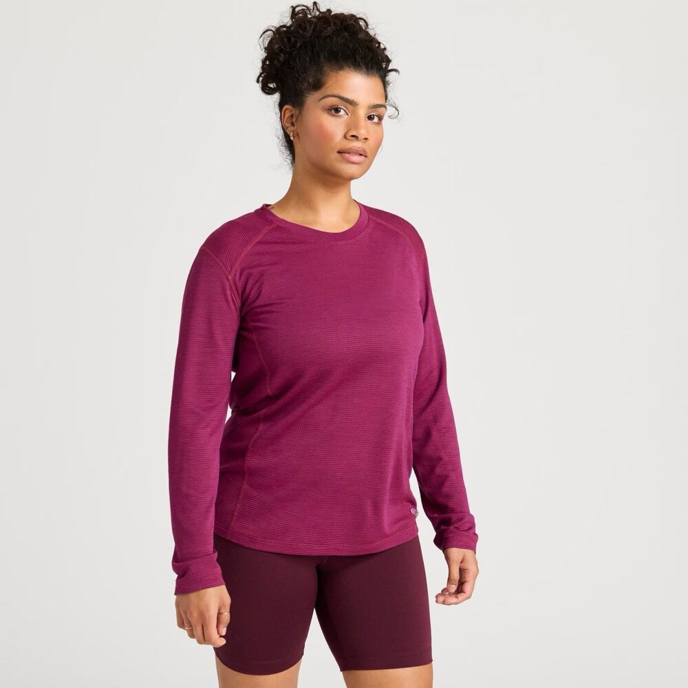 NWT ALLBIRDS Women's Natural Run Long Sleeve Tee Merino Blend Crimson XS #2